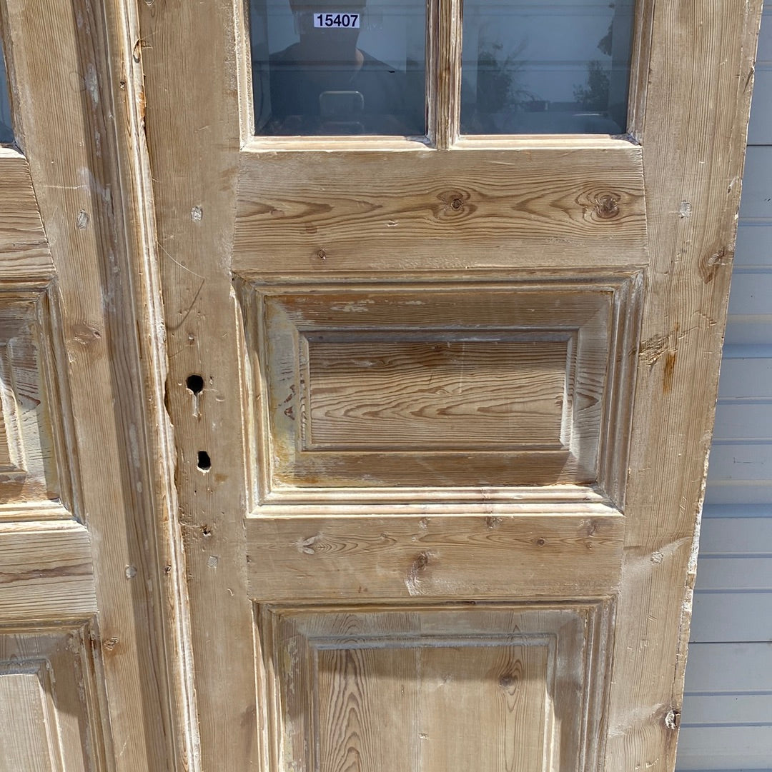 Pair of Washed Wood Doors with 10 Lites