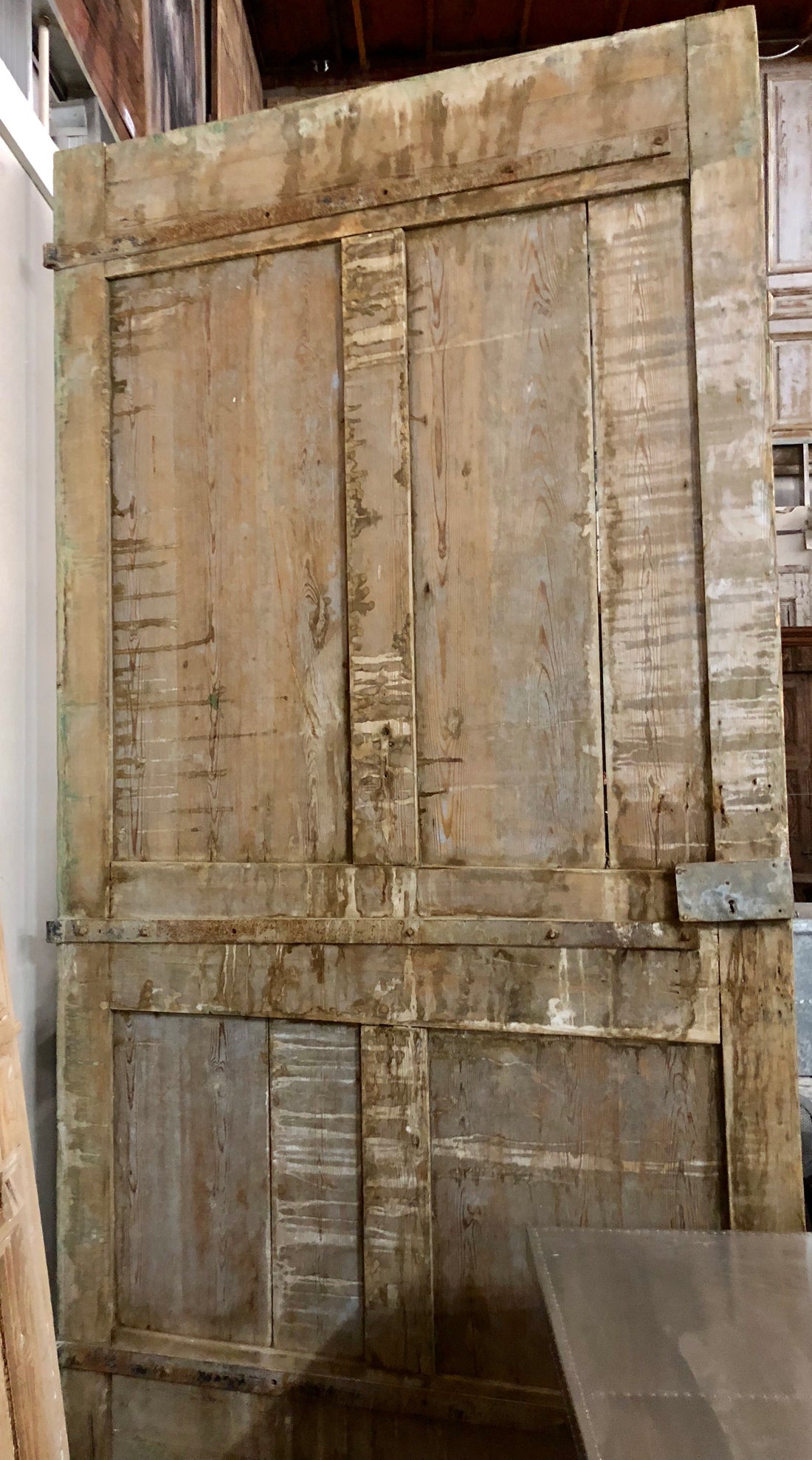 Single 4 Panel Ornate Carved Wood Antique Door