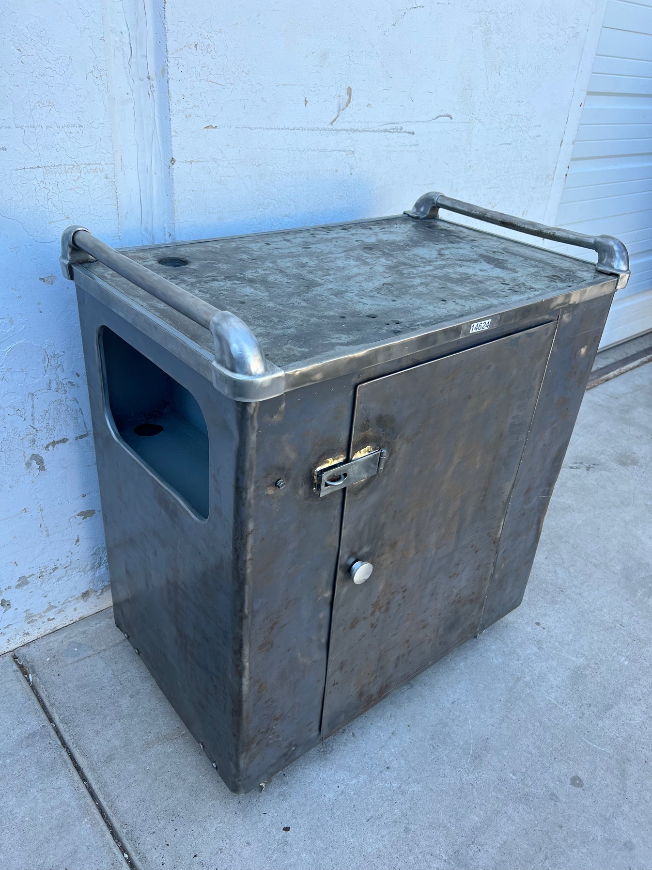 Stripped Metal Cabinet on Wheels