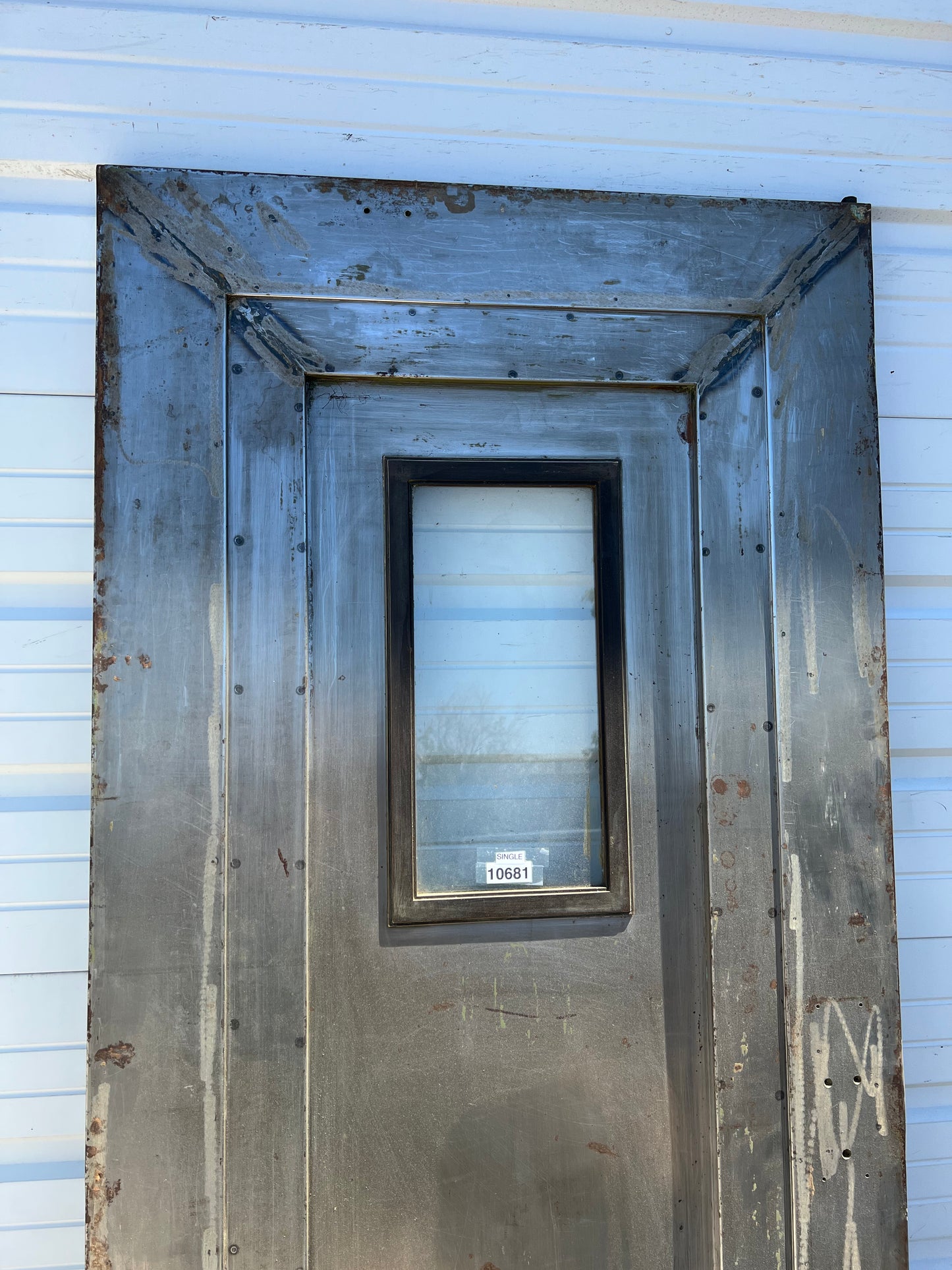 Stripped 3 Panel Single Metal Fire Door