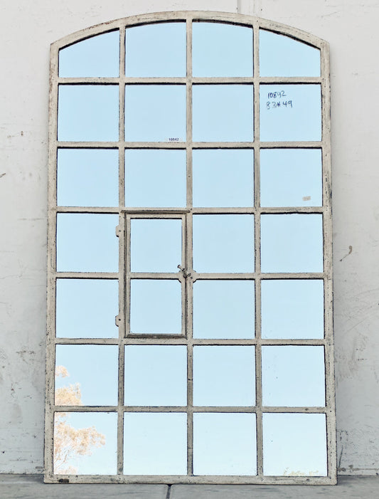 28 Pane Arched Iron Mirror