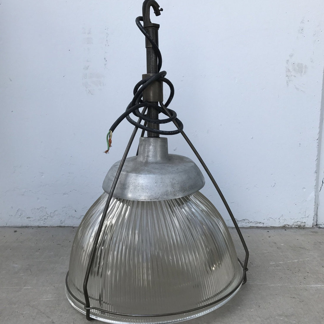 Industrial Holophane Glass Pendant Warehouse Light