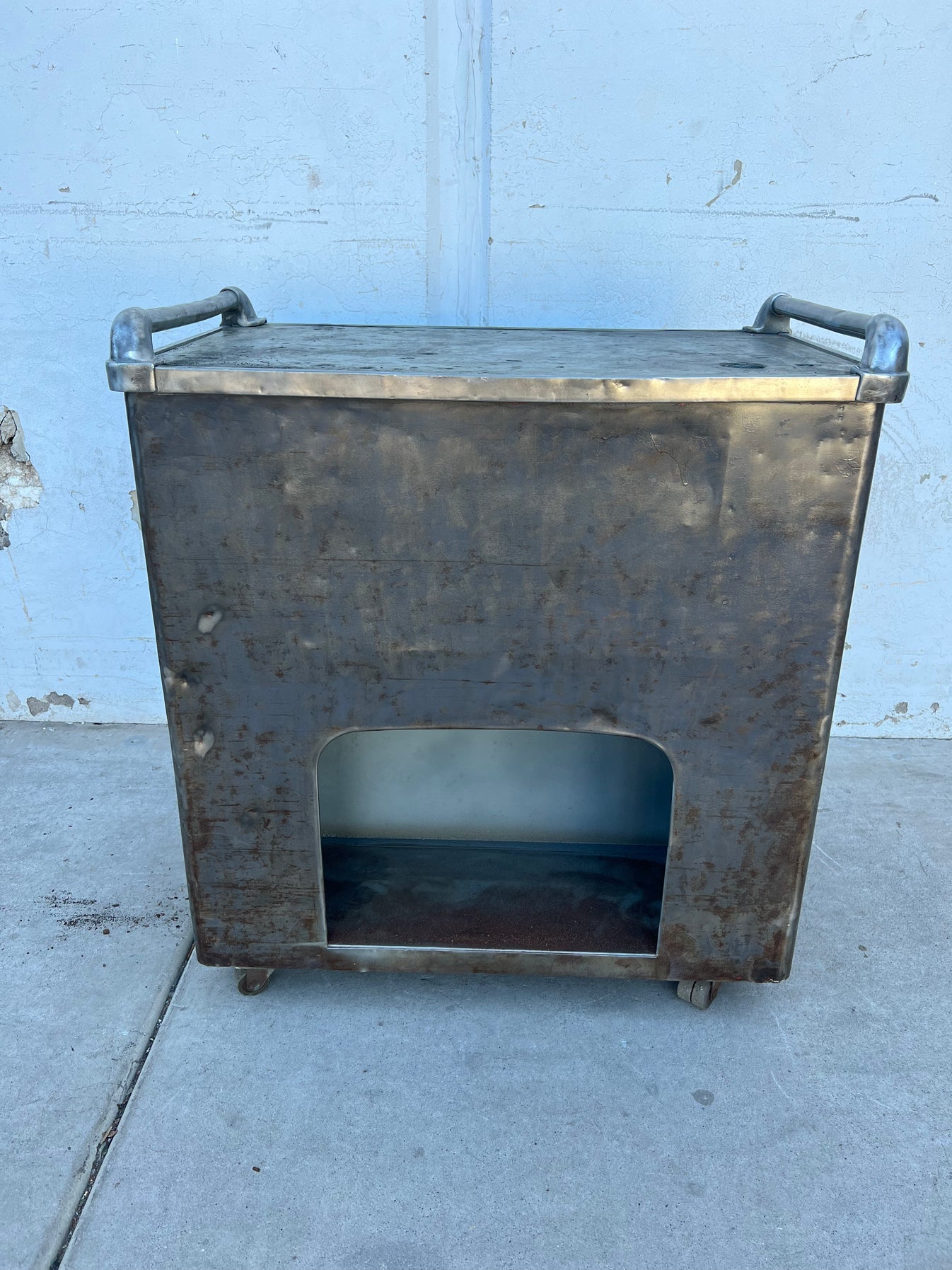 Stripped Metal Cabinet on Wheels