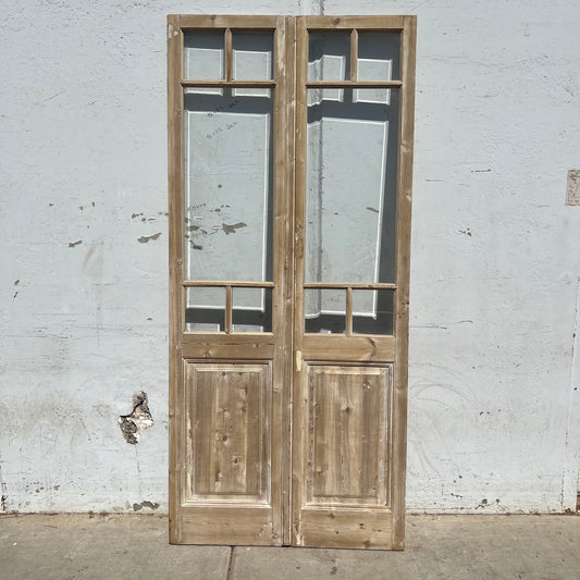 Pair of Washed Wood Doors w/ 5 Lites