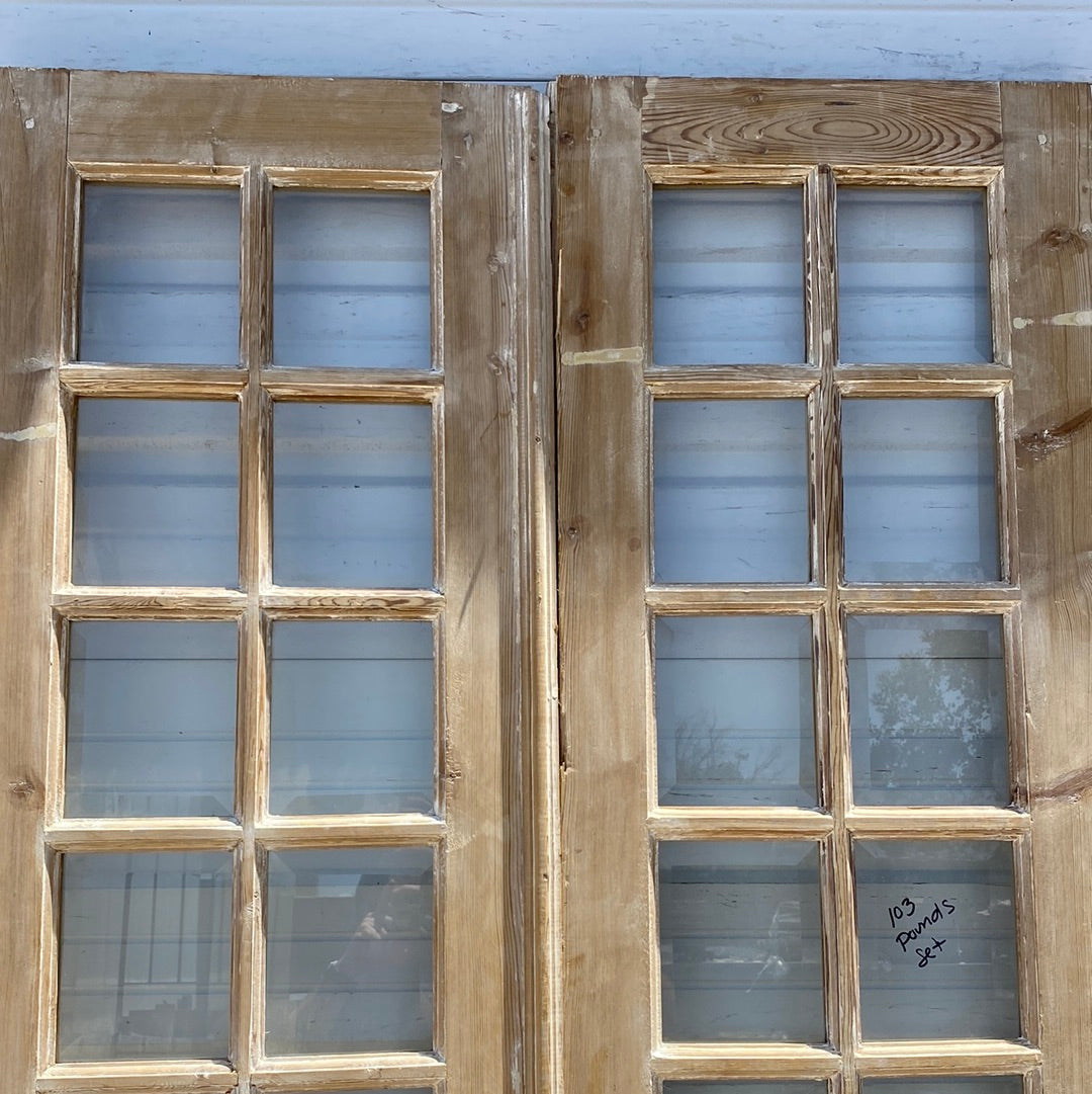 Pair of Washed Wood Doors with 10 Lites