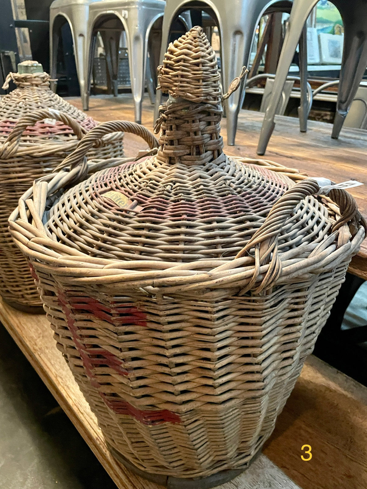 Glass Demijohn Wine Bottle in Wicker Basket