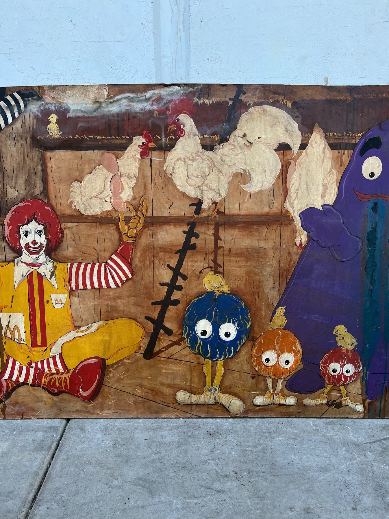 Vintage Wooden McDonald's Painted Sign