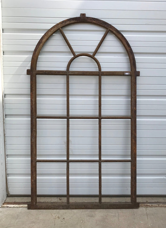 Arched 13 Pane Half-Round Metal Window Frame