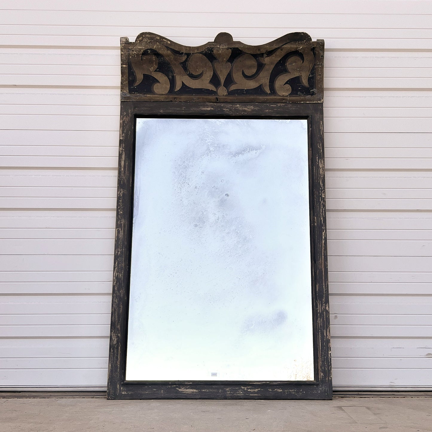 French Wood and Metal Rectangle Mirror