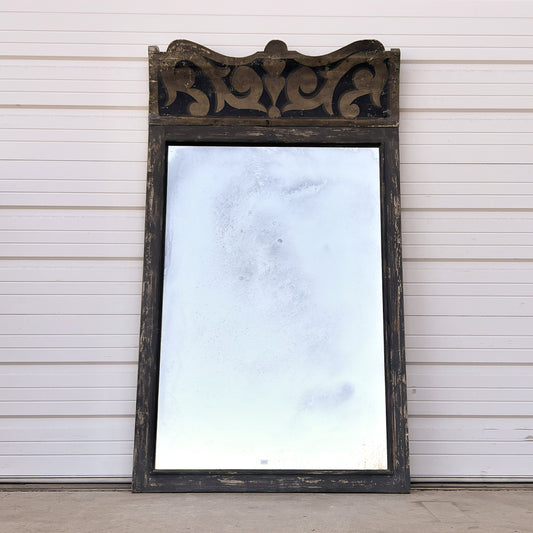 French Wood and Metal Rectangle Mirror