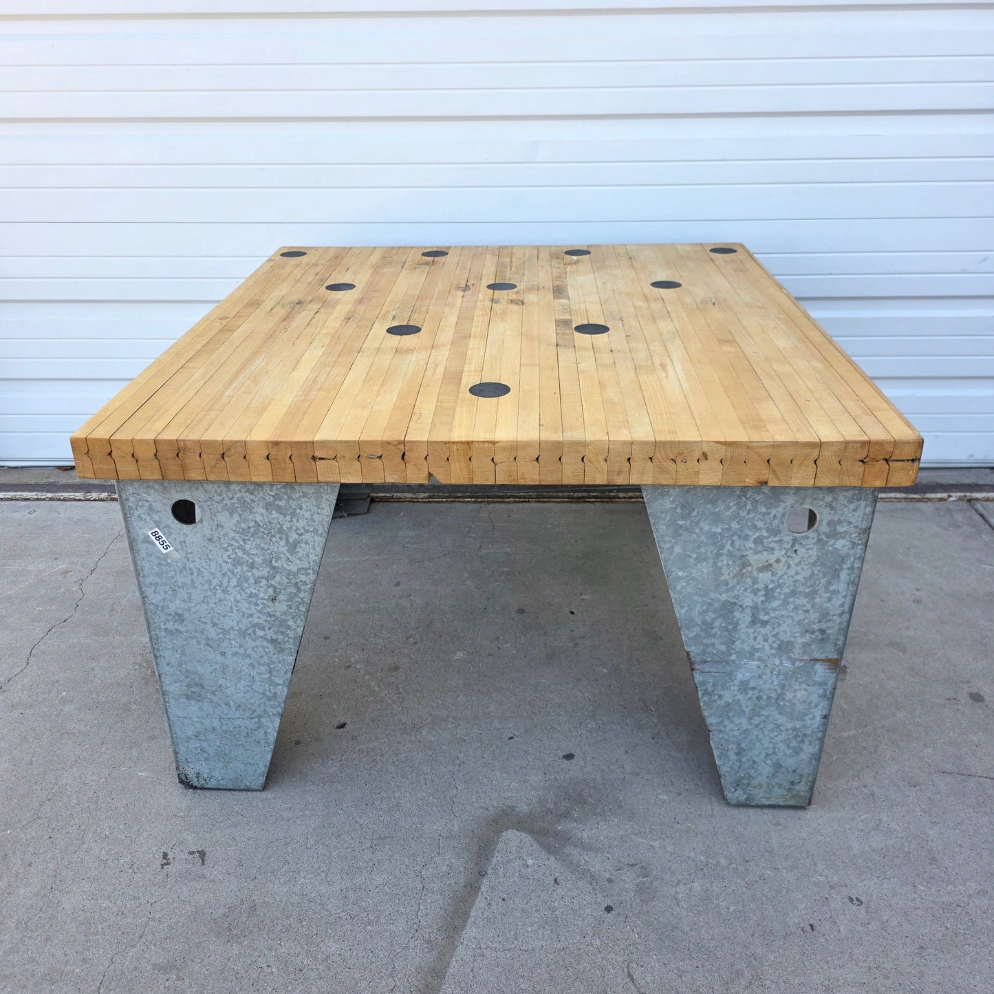 Bowling Alley Square Table with Galvanized Legs