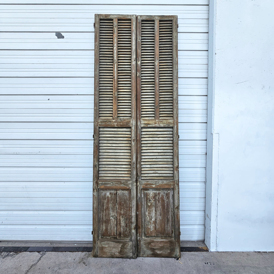 Pair of Tall French Wood Shutters