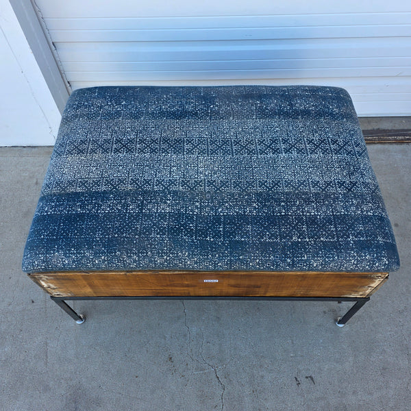 Raisin Box Ottoman with Blue Batik Top
