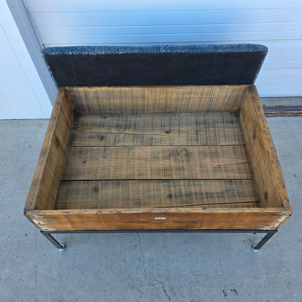 Raisin Box Ottoman with Blue Batik Top