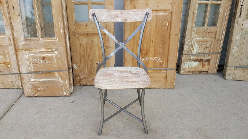 Wood and Metal Dining Chair, X Back