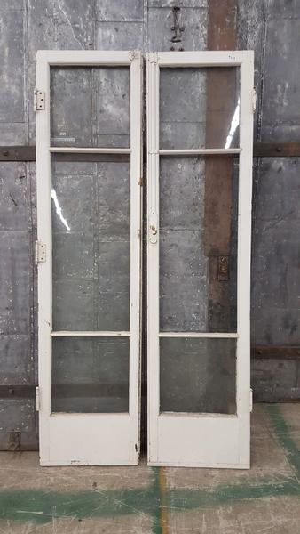 Pair of White French Doors with 3 Glass Panes
