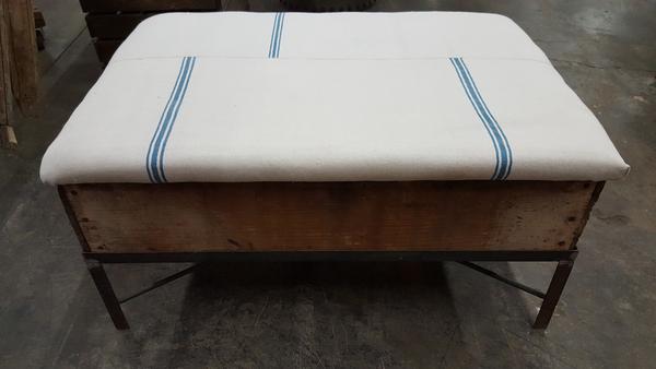 Raisin Box Ottoman with French Grainsack Top