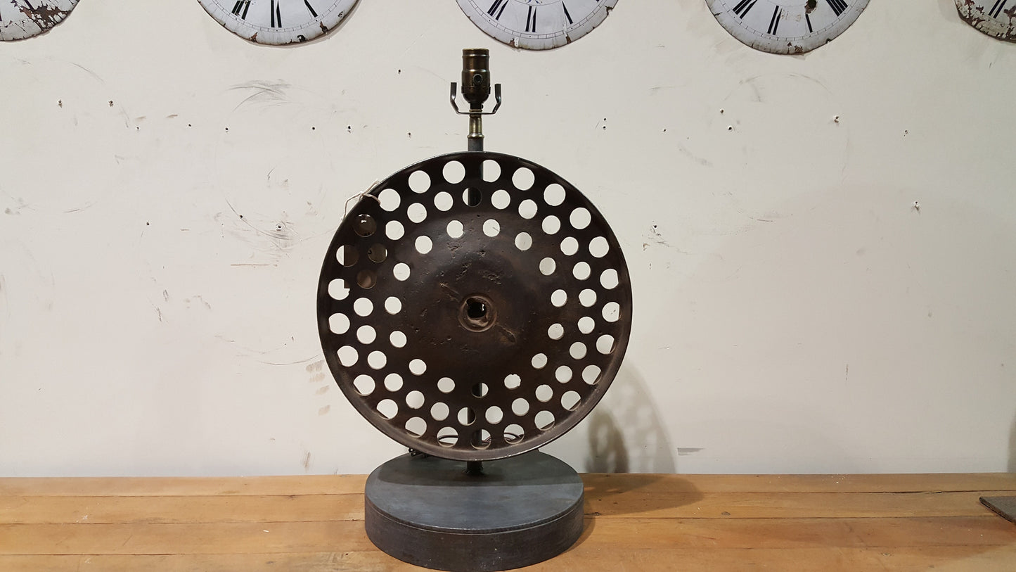 Repurposed Industrial Iron Wheel Table Lamp / Light