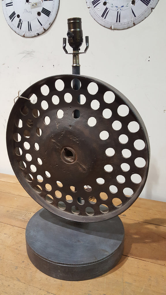 Repurposed Industrial Iron Wheel Table Lamp / Light