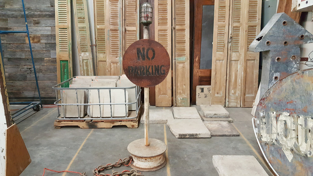 Repurposed No Parking Sign Floor Lamp
