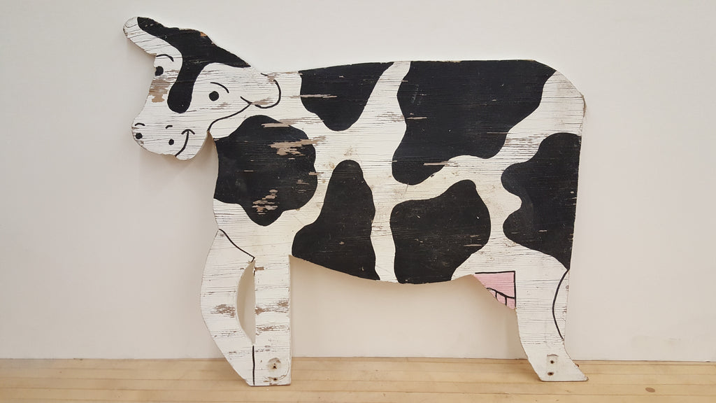 Black and White Cow Folk Art