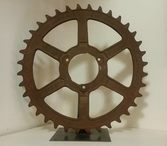 Industrial Iron Gear on Stand