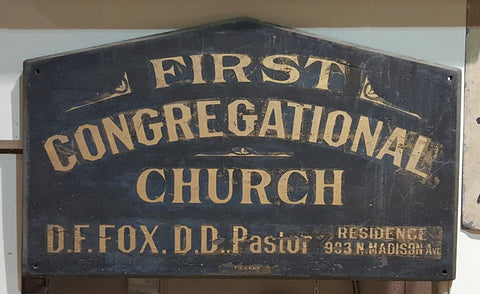 First Congregational Church Wood Sign