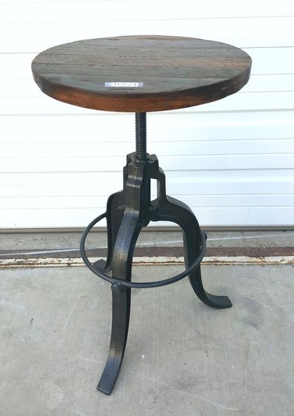 Adjustable Height Tripod Metal Stool With Wood Seat