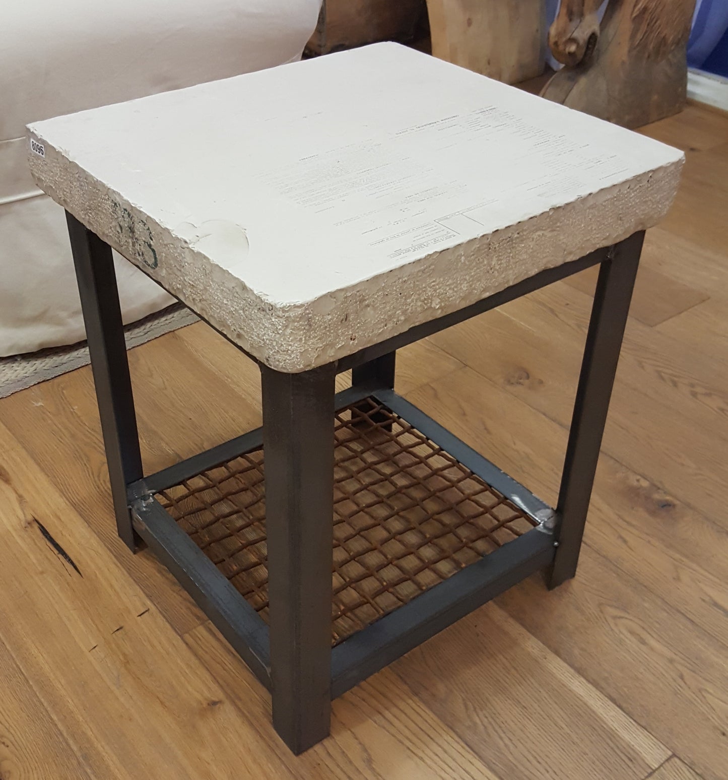 Repurposed Lithography Stone Side Table