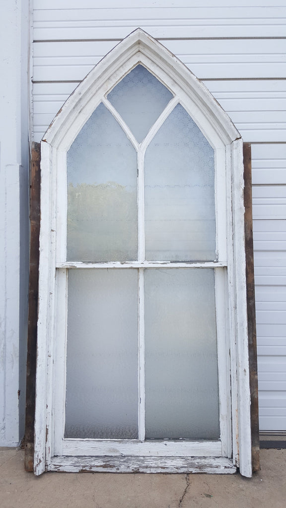 5 Pane Gothic Style White Wood Church Window