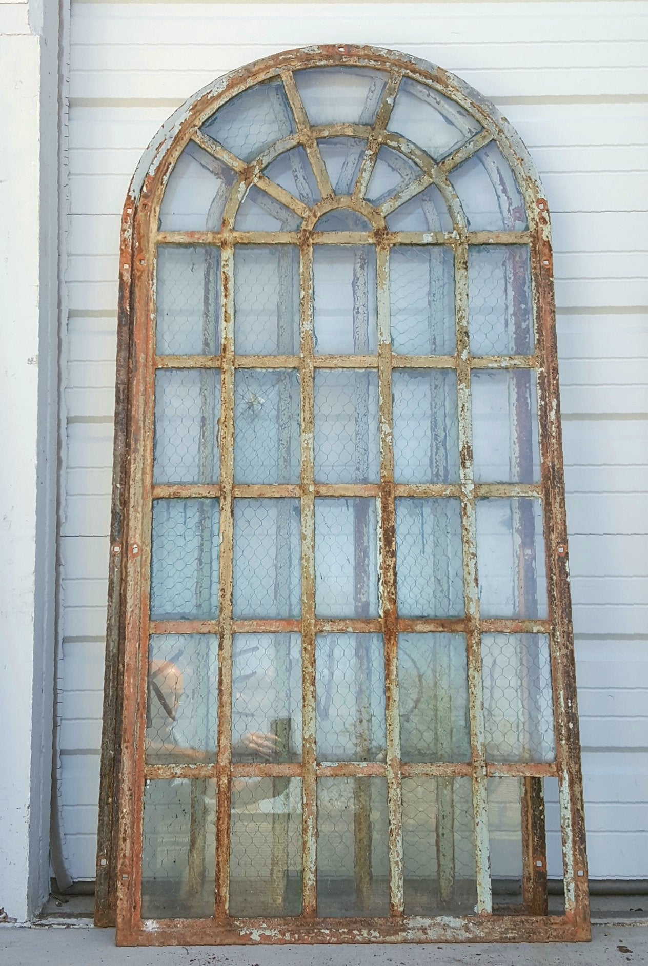 35 Pane Iron Extended Half-Round Style Window – Antiquities Warehouse ...