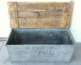 Repurposed "Cooper & Cole Bros" Metal Trunk with Reclaimed Barnwood Top