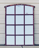 12 Pane Red Arched Iron Mirror
