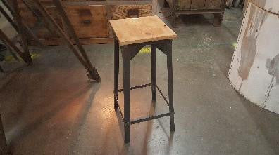 Metal Bar Stool with Square Wood Seat