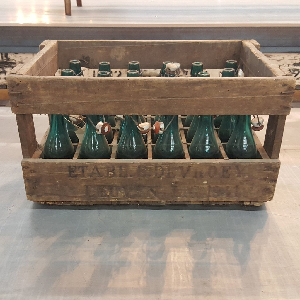 24 Beer Bottles in Crate, From Leuven Belgium (c. 1941)