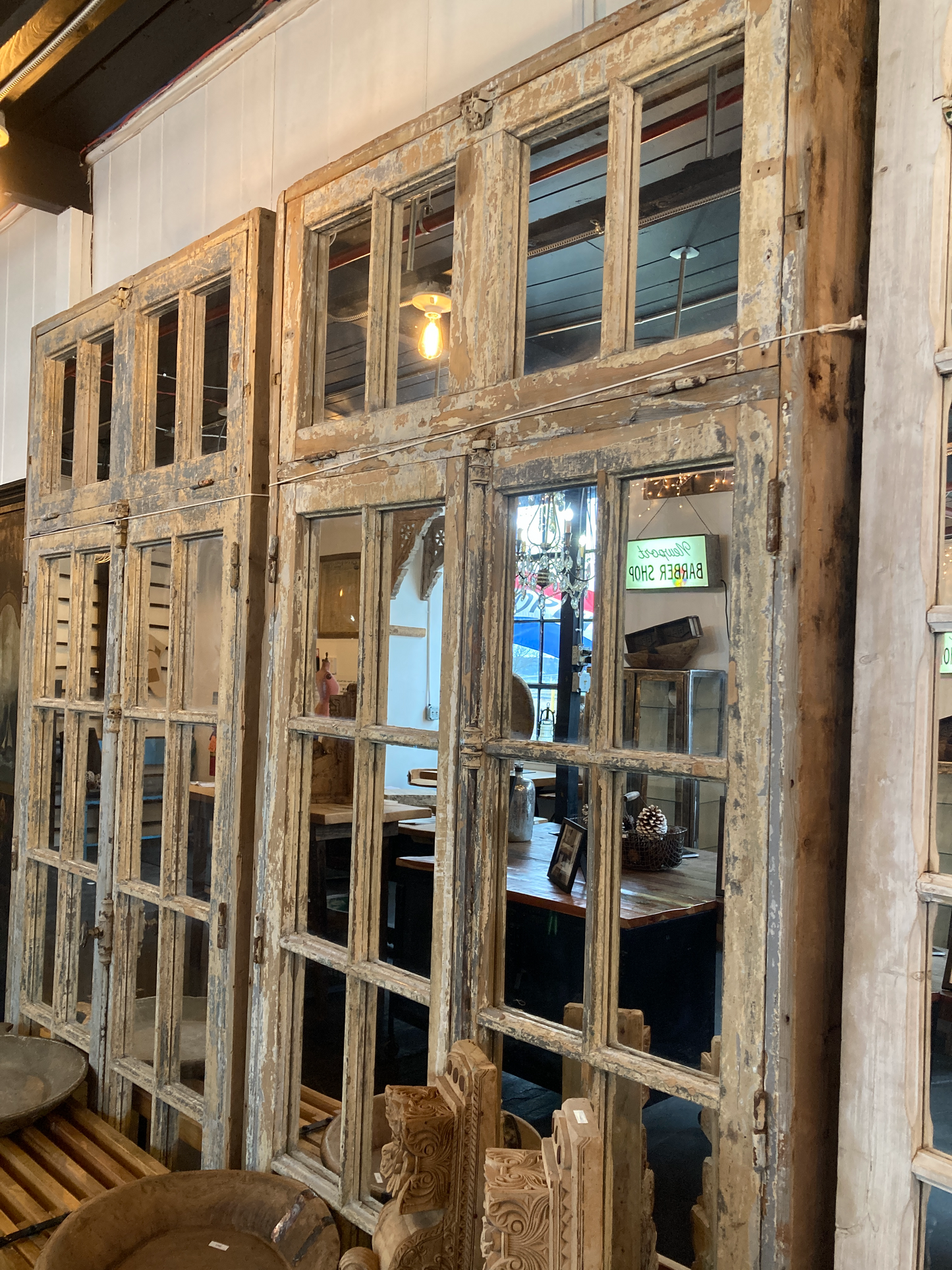 Wood Window with Mirrors in Frame