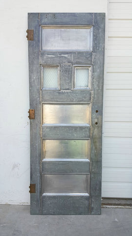 4 Panel 2 Lite Chickenwire Glass Single Metal Fire Door