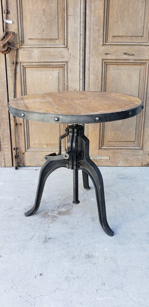 Wooden Top Crank Bistro Table 30”