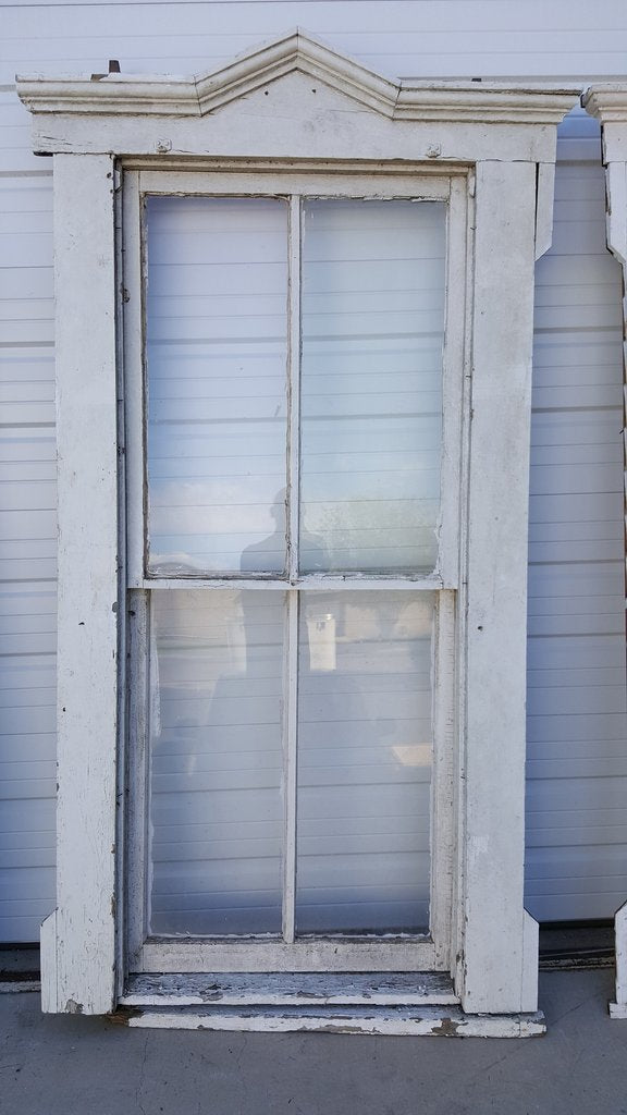 4 Pane White Pediment Double Hung Window