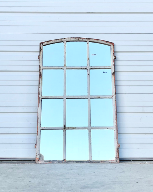 Painted Iron 12 Pane Low Arch Mirror