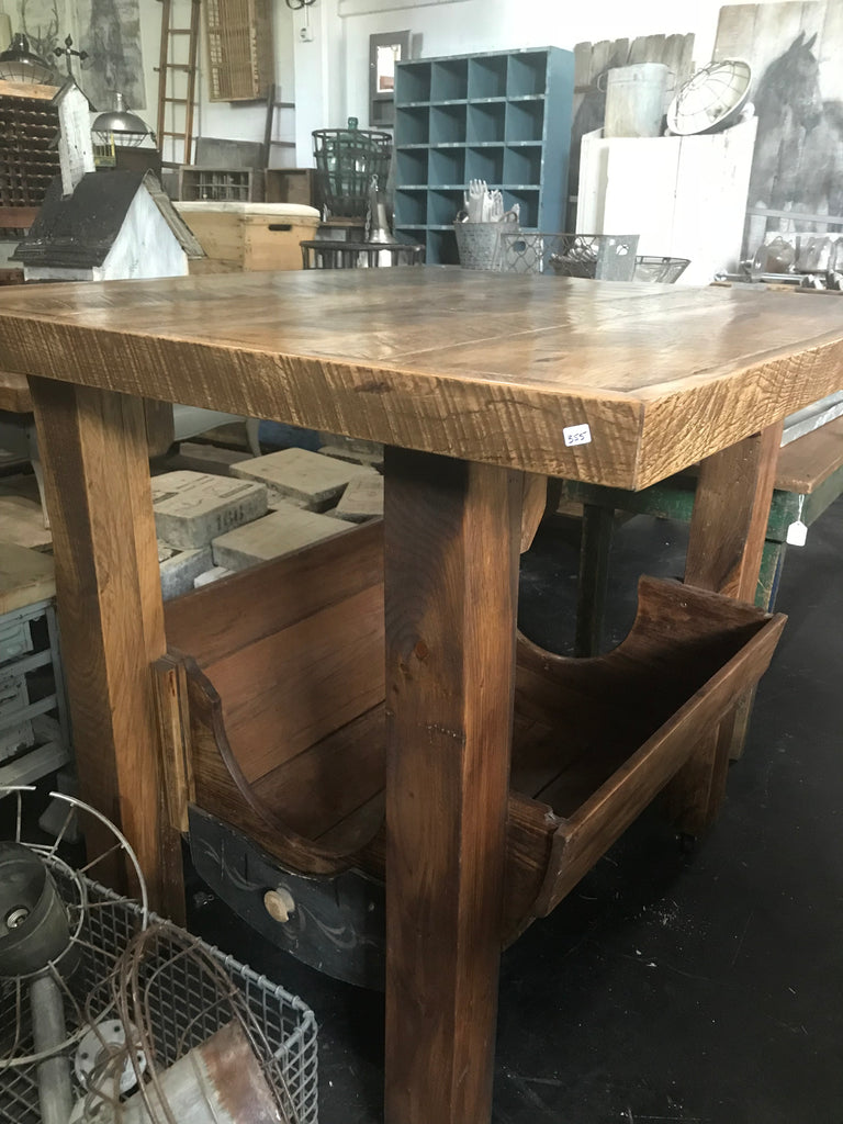 Square wooden bar on wheels