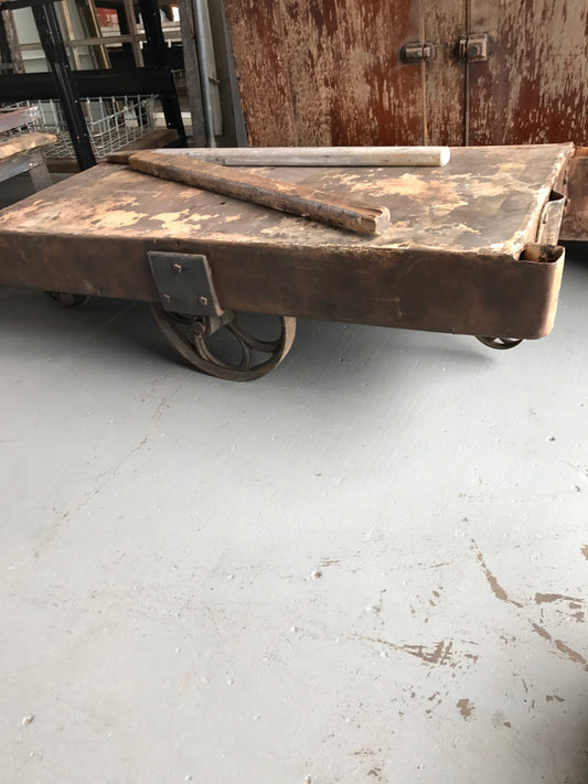 Metal Table/Cart with Center and Rear Wheels