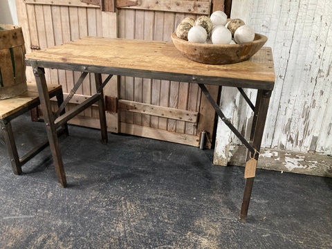 Folding Table with Wood Top & Metal Base