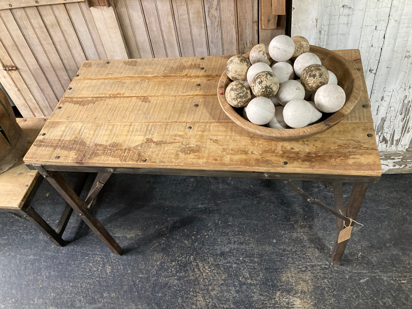 Folding Island/Table with Wood Top & Metal Base