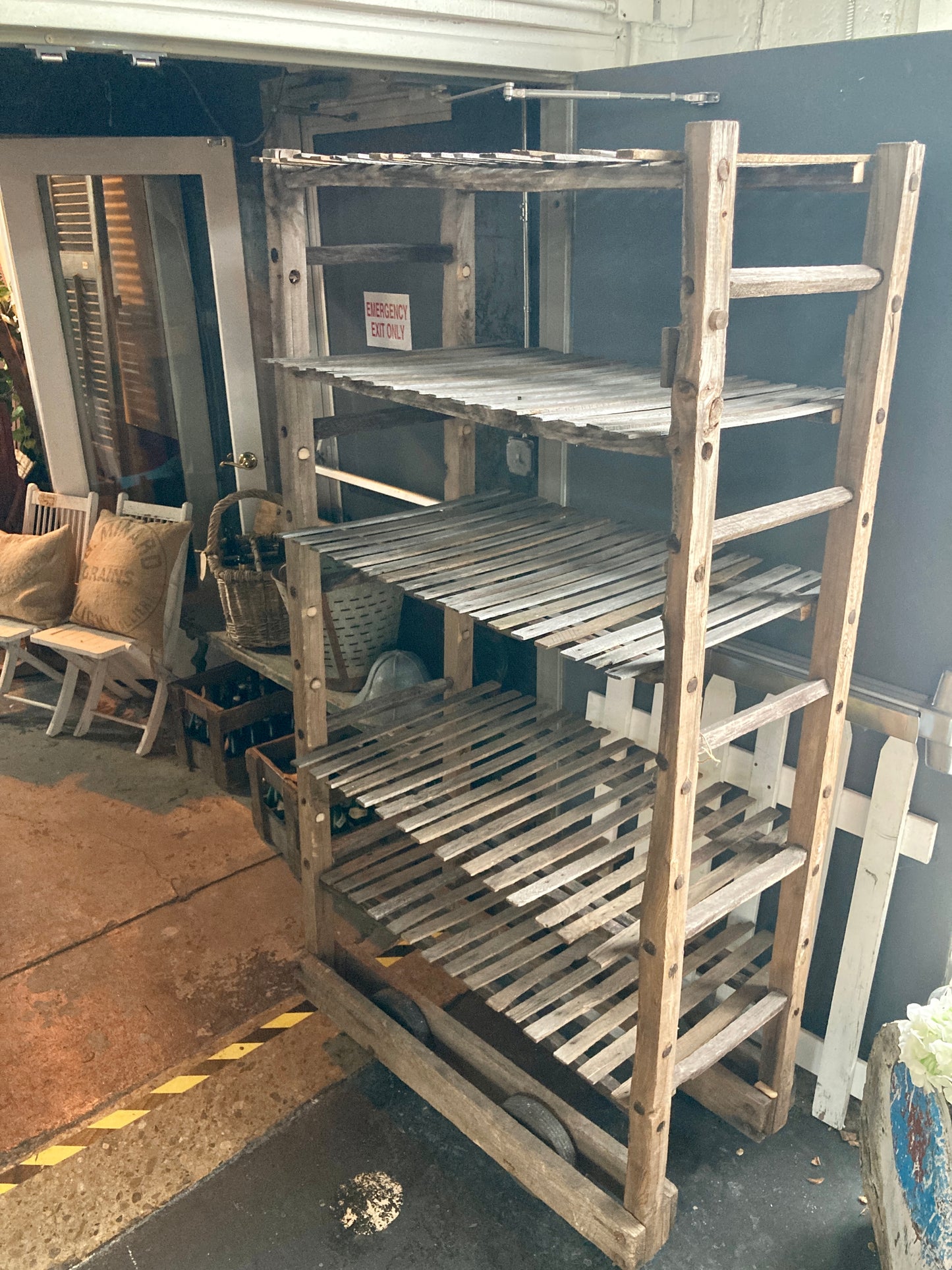 Large Wooden Shelf Rack on Wheels