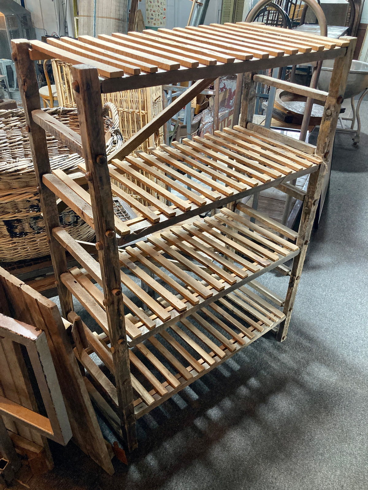 Large Shelf Rack Large Wooden Shelf Rack – Antiquities Warehouse of Grand Traverse