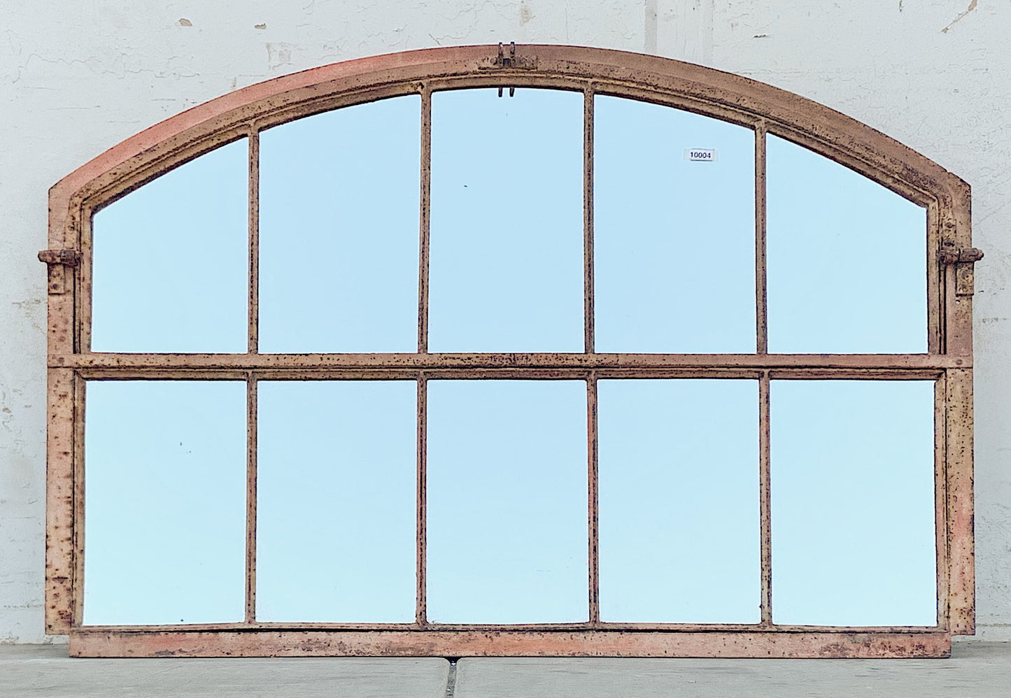 10 Pane Repurposed Arched Iron Factory Mirror