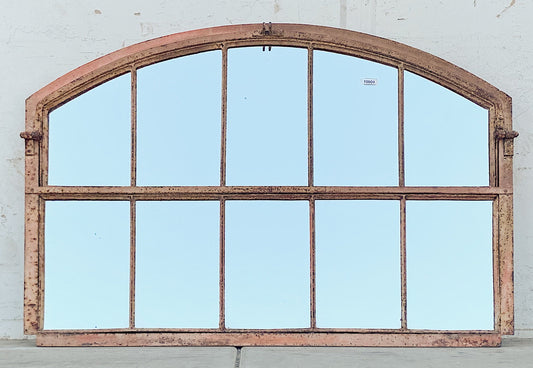 10 Pane Repurposed Arched Iron Factory Mirror