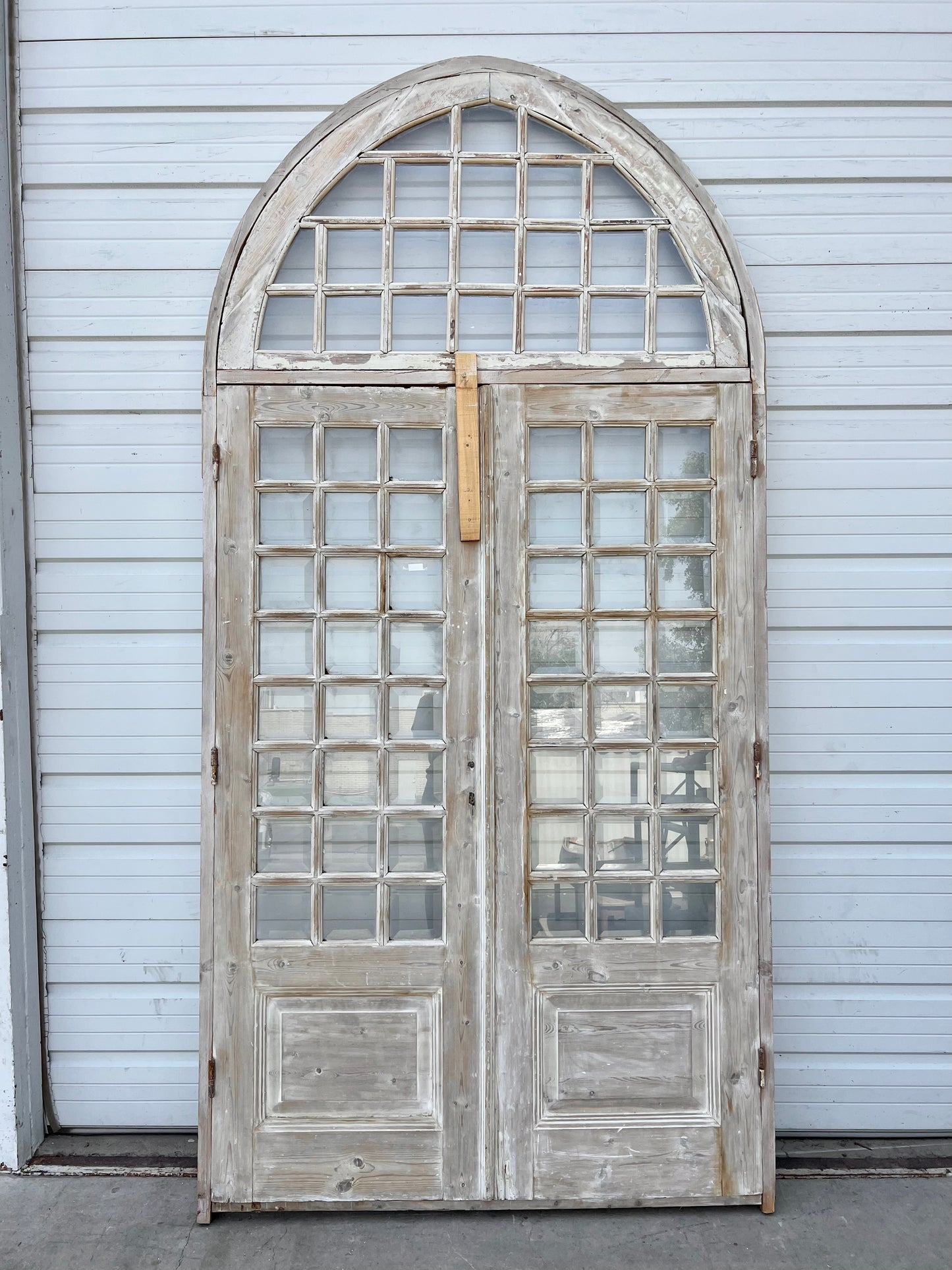 Pair of Bleached Wood Doors w/ Arched Top
