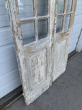 Pair of Antique 24 Lite Washed Wood French Doors